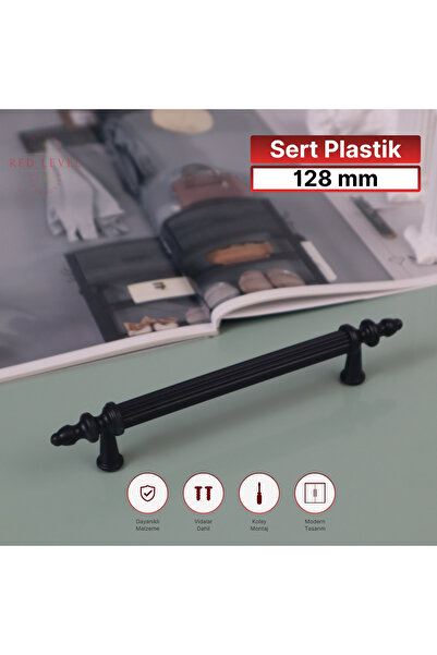 Red Level Rustik Sert Plastik Siyah 128 mm Kulp Modelleri Mutfak Dolap Çekmec...