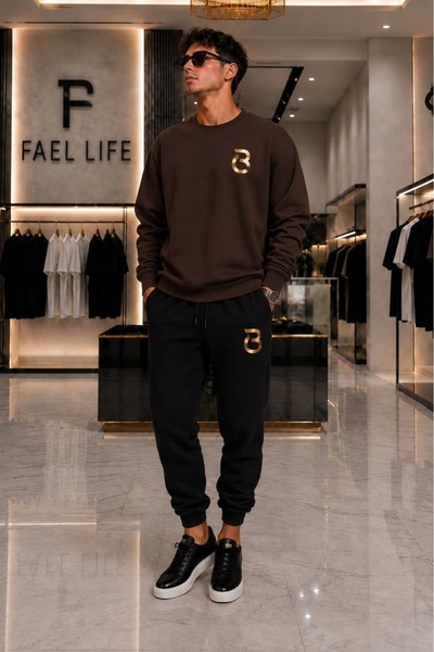 FAEL LİFE Unisex Comfortable Fit Zero Neck and Sweatpants B Printed Set