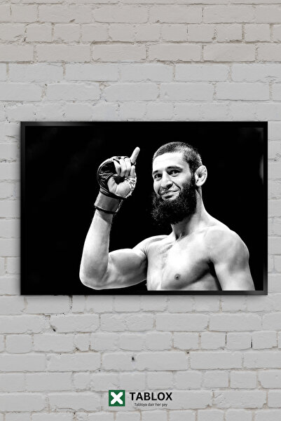 TABLOX Khamzat Chimaev UFC MMA borbe crno-bela ukrasna MDF slika u ramu