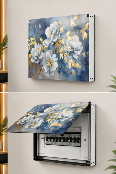 kutuTR Elektrik Sigorta Kutusu Gizleme Kapağı Dekoratif Panel 39x32 cm Çiçek ...