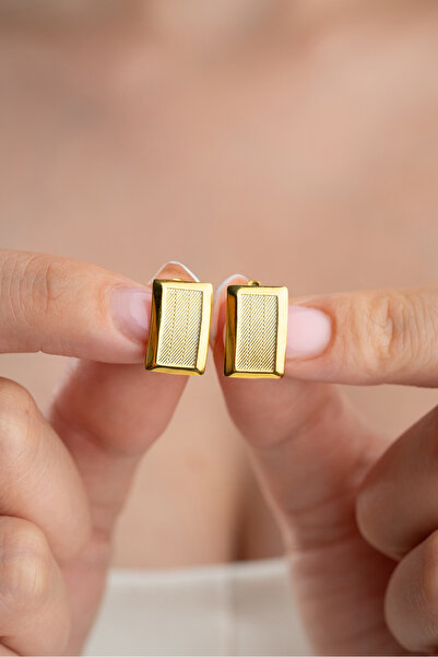 Silvano Jewelry 925 Ayar Gümüş Altın Kaplama Hasır Küpe