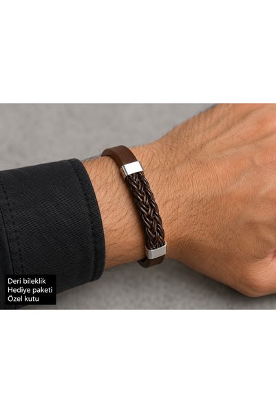 HER ŞEY NOTA www.herseynota.com Men's Brown Leather Bracelet – Stylish Men's ...