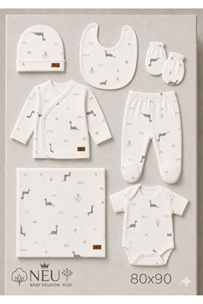 NEU KIDS Reported 7-Piece Set of Dino-Printed Hospital-Issued Newborn Cotton ...