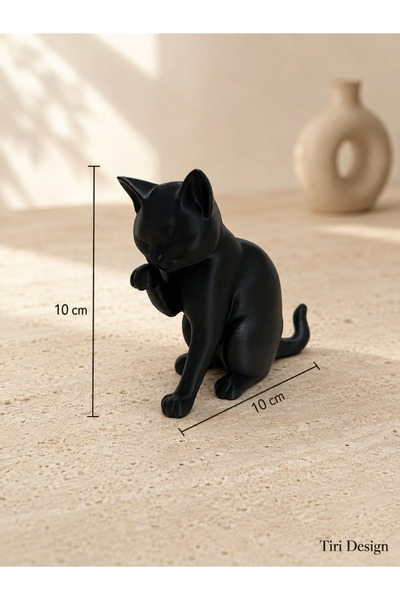 Dekoratif Siyah Kedi Figürü – 3D Baskı Masaüstü Obje Model 3