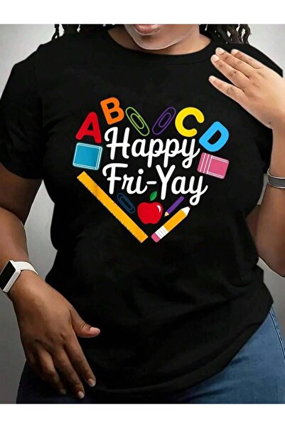 k222 Fri-Yay Funny Teacher Life Weekend Pun Happy Friday Back To School Black...