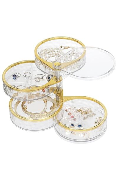 Generic Brand 4-Layer Rotatable Jewelry Organizer Box, 360° Spinning Storage ...