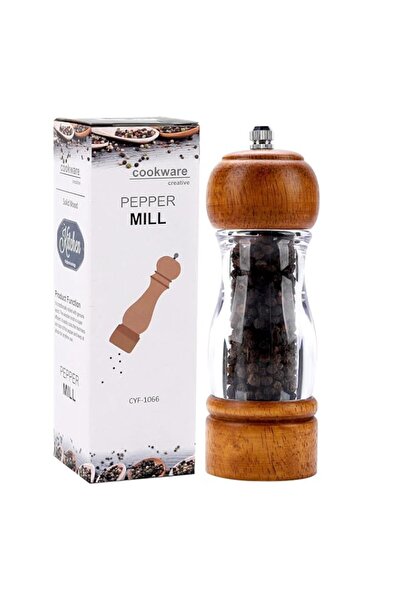 Generic Vintage Wooden Pepper Mill Grinder- 6.3 inches Acrylic Salt & Pepper ...