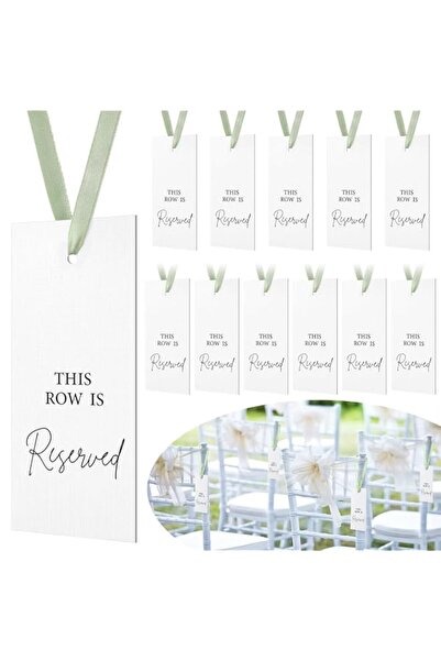 Generic 12 Pack Wedding Chair Signs - Sage Green Reserved Seat Hangers with S...