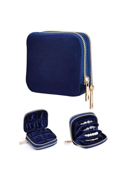 Generic Brand Double Layer Travel Bracelet Pouch, Navy Blue Velvet jewelry ba...