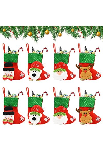 Generic Brand TSLBW Pack of 8 Mini 3D Christmas Stocking Gift Treat Bag Snowm...
