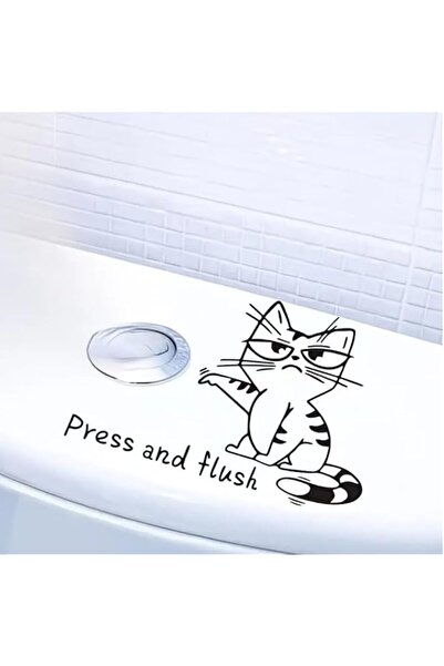 Generic Mischievous Cat Toilet Sticker, Press and Flush, Self-Adhesive Remova...