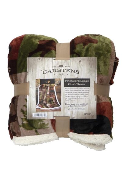 Generic CARSTENS, INC. Patchwork Lodge Soft Sherpa Plush Throw Blanket, 54" x...