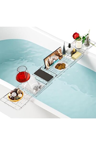 Generic Luxury Bathtub Caddy Tray, Expandable Bath Shelf Over Tub,Clear Bath ...