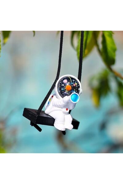 Generic Brand Tazweeq White Swinging Astronaut Holding Telescope Car Decor Da...