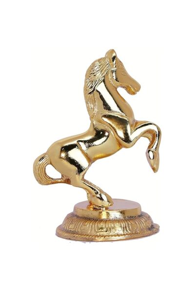 Generic Golden Finish Jumping Horse Metal Statue for Wealth, Income & Bright ...