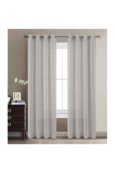 Generic Brand 2 Panels Grommet Top Solid Color Faux Linen Sheer Curtain Panel...