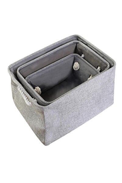 Generic ECVV 3PCS Collapsible Rectangular Storage Basket with Handles, Storag...