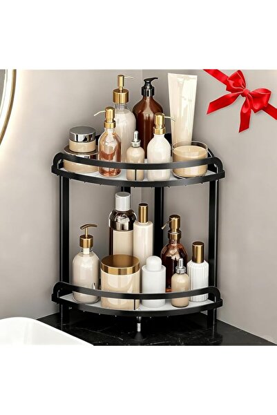 Generic Black Bathroom Counter Organizer XL Corner Shelf, 2-Tier Bathroom Org...