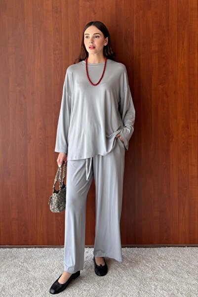 Ceylan Otantik Ice Gray Viscose Trousers