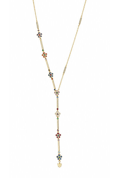 Hector&Co. Jewellery Flora Serisi Renkli Taşlı Çiçek Motifli Altın Kaplama Go...