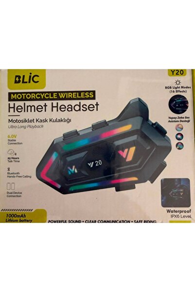 Blic Y20 Motosiklet Kask İntercom Bluetooth 5.3 IPX6 Su Geçirmez Intercom Kul...