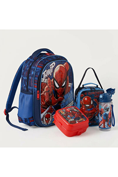 SPIDERMAN Premium Licensed School Bag Set: Primary School Bag + Lunch Box + W...