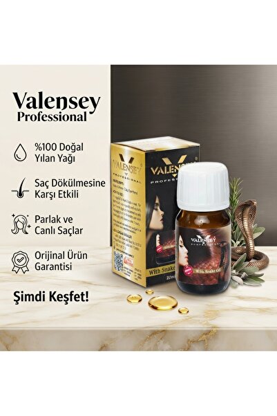 Valensey %100 Doğal Yılan Yağı 20 ml (Saç Dökülmesine Karşı Etkili / Parlak S...