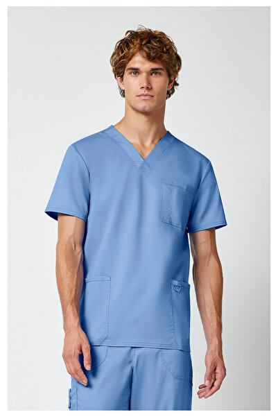 Cherokee Wwe670 Men's Scrubs Top – Imported, 70 ° Machine Washable, 3 Pockets...