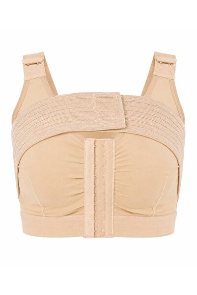 Nevara Women's Supportive Front Closure Bra with Adjustable Upper Strap - Beige