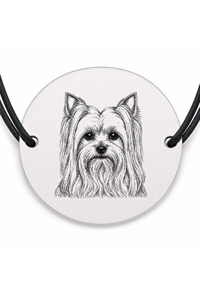 Simoshop Brățară argint 925 cu bănuț gravat portret de Yorkshire Terrier, șnu...