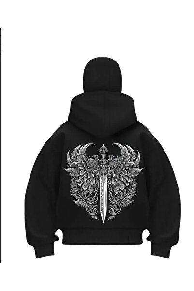 DİVİN Ninja Printed Oversize Sweatshirt Unisex Hooded Loose Fit Sweatshirt