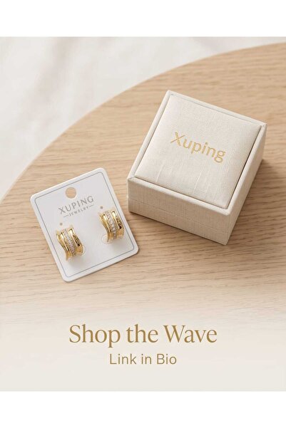 XUPING JEWELRY ZIRCON STONE WAVE DETAIL EARRING