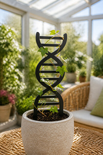ArliaDesign DNA Şeklinde Bitki Destek Çubuğu 5’li Set 8x15 cm Siyah 3 mm MDF Saksı Desteği