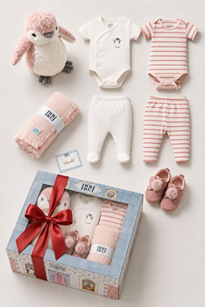 Minytrendy Baby Boy Premium Plush Toy 7 Piece Newborn Jumpsuit Body Blanket G...