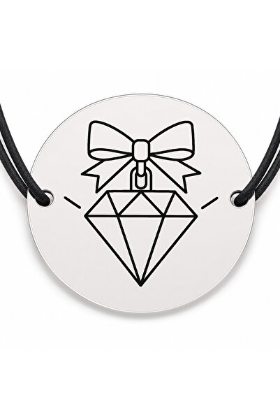 Simoshop Brățară argint 925 cu bănuț gravat diamant cu fundiță, șnur negru re...