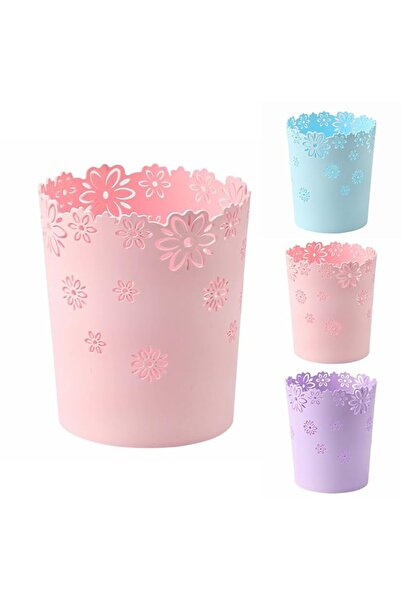 Generic Mini Desk Trash Can Wastebasket Hollow Flower Shape Plastic Lidless W...