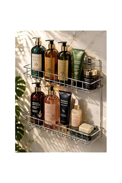 Generic 2-Layer Multipurpose Stainless Steel Wall Shelf Rack – Corner Organiz...