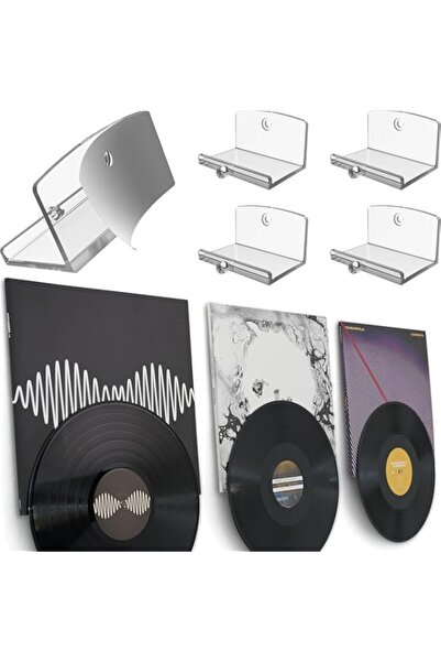Generic 4 Pack Vinyl Record Holder Wall Mount, Adhesive Album Display Shelf f...