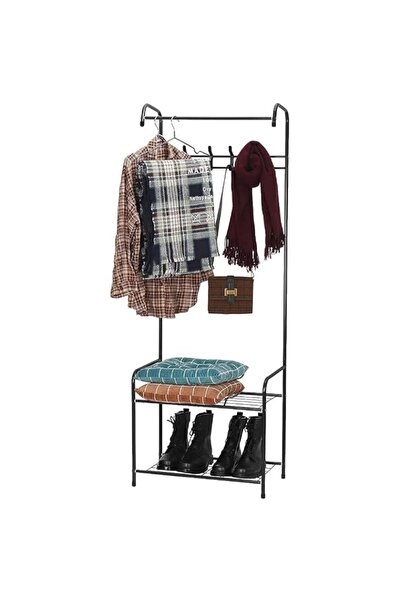 Generic Coat Rack Shoe Rack, Entryway Hall Trees Storage Shelf with 2 Mesh Sh...