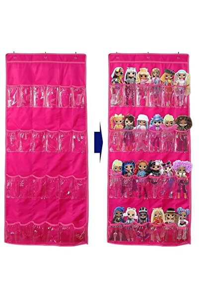 Generic 24 Pockets Hanging Organizer, Pink Oxford Fabric Doll Storage, Wall D...