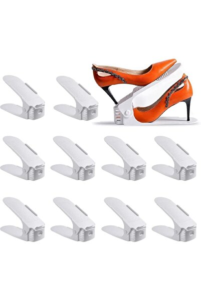 Generic Set Of 10 Pack Adjustable Shoe Slots Organizer,Adjustable Shoe Stacke...