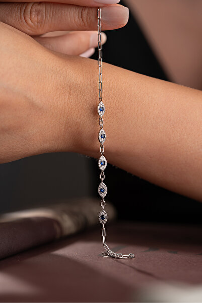 Silvano Jewelry 925 Ayar Gümüş Ataç Zincirli Işıltı Serisi Bileklik