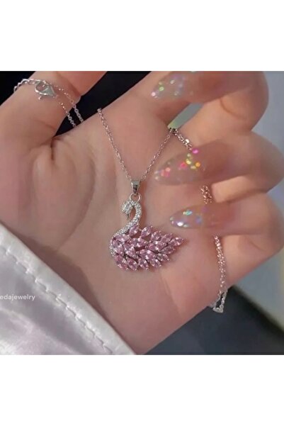 Heda Jewelry Pembe Kuğu Kolye