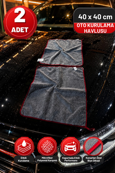 M.Y. TASO 2 Adet 40x40 Mikrofiber Oto Kurulama Havlusu Süper Emici Araç Kurulama Bezi