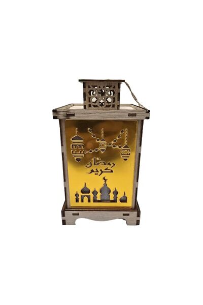 Generic YU WELL Wooden Ramadan Lantern Ramadan Kareem Decoration Light Eid De...
