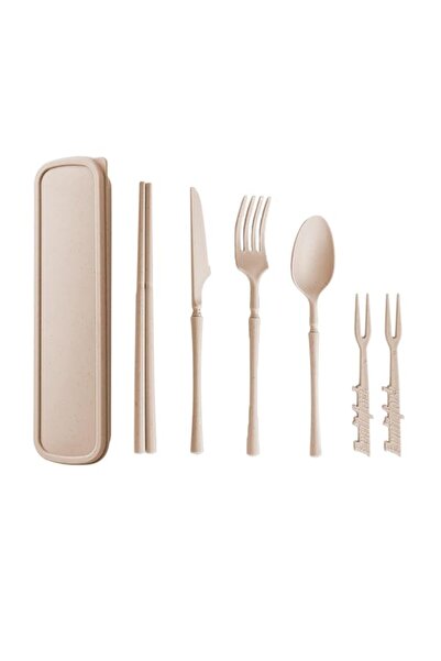 Generic Wheat Straw Utensil Set with Case, Portable Reusable Cutlery Set for ...