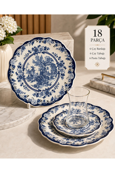 Yumuk Shop 18 Parça Velora Vintage Lüks Pasta Çay Saati Seti