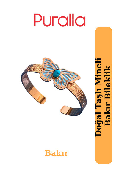 Puralia Natural Stone Enamel Butterfly Copper Bracelet Blue