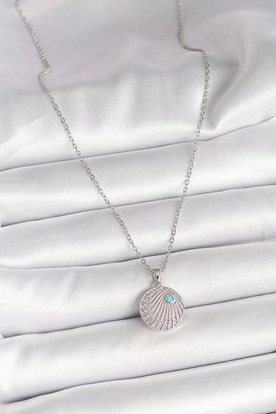 online kapsulavm avm alışveriş 316L Steel Silver Color Chain Zircon Stone Blu...