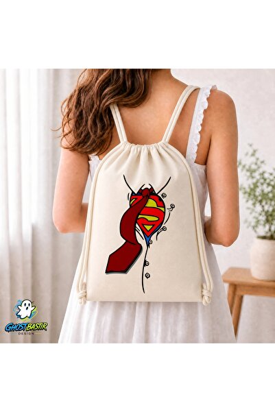 Ghostbastır Design Superhero Drawstring Linen Bag C301